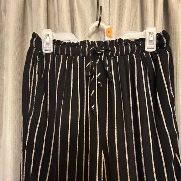 American Eagle Palazzo Pants Striped Drawstring Pull On Pockets M - Picture 4 of 14